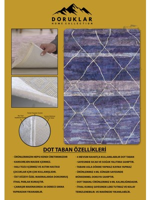 Doruklar Home Collection Kaymaz Taban Yıkanabilir Dijital Baskı Dekoratif Modern Desenli Nesv2 Serisi Dot Taban Halı N2S08