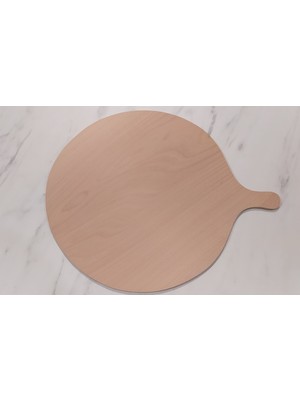 Ahşap Köşe 40  cm Ahşap Bazlama Tahtası - Saplı Ekmek ve Hamur Açma Tahtası