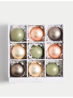 9'lu Çok Renkli Cam Süs