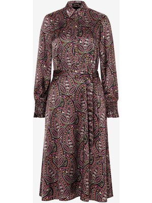 Dokuma  Ipek Viskon  Midi Boy Elbise