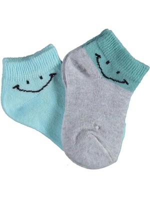 Bibaby Biorganic Smile 2'li Yaş Patik Çorap 68428 Gri Mint
