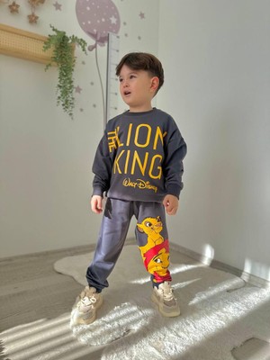 Sacro Kids Lion King Desenli Eşofman-Sweatshirt 2 Iplik Mevsimlik Erkek Çocuk Takım