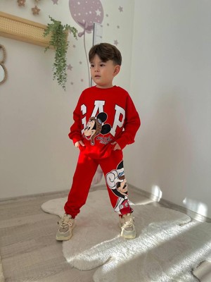 Sacro Kids Gap Mickey Desenli Eşofman-Sweatshirt 2 Iplik Mevsimlik Erkek Çocuk Takım