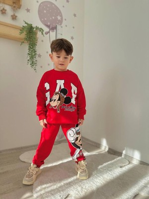 Sacro Kids Gap Mickey Desenli Eşofman-Sweatshirt 2 Iplik Mevsimlik Erkek Çocuk Takım