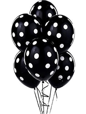 Çepeçevre Beyaz Puantiyeli Siyah Balon 5'li Paket