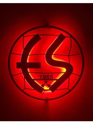 Home Eskişehirspor LED Işıklı Tablo Duvar Dekoru Tablosu Siyah Ahşap Lazer Mdf