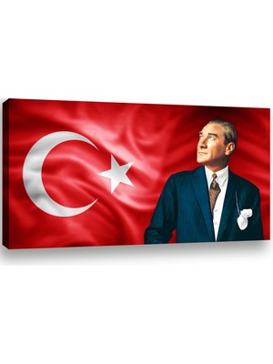 Reklam Ofisi Mustafa Kemal Atatürk, Ay Yıldızlı Modern Premium Kanvas Tablo