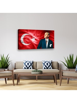 Reklam Ofisi Mustafa Kemal Atatürk, Ay Yıldızlı Modern Premium Kanvas Tablo