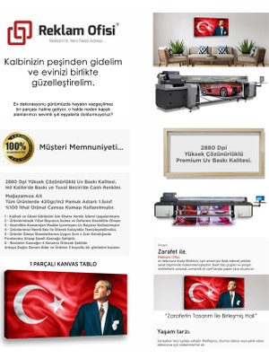 Reklam Ofisi Mustafa Kemal Atatürk, Ay Yıldızlı Modern Premium Kanvas Tablo