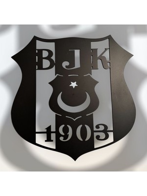 Home Beşiktaş Bjk 1903 Duvar Dekoru LED Işıklı Tablosu Siyah Ahşap Lazer Mdf