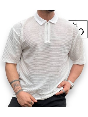 Oversize Fermurlı Polo Yaka T-Shirt