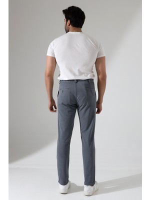 Likralı Esnek Slim Fit Dar Kesim Beli Bağlamalı Yan Cepli Erkek Gri Jogger Pantolon