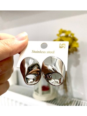 Stainless Steel Yeni Moda Gümüş Çelik Küpe Retro Şekilli Kadın Çelik Küpe