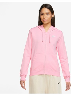 Nike Sportswear Club Fleece Women's Full-Zip Hoodie Kadın Pembe Kapüşonlu Sweatshirt DQ5471-690