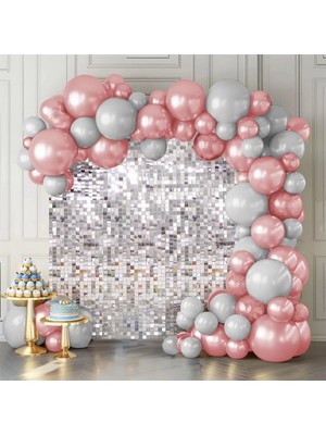 Çerçici Gümüş Renk Dikdörtgen Kesim Parlak Sim Görünümlü Fon Perde Dekor 1x2 Metre