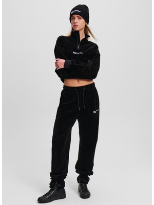 Siyah Kadın Yüksek Bel Standart Kalıp Eşofman Altı 246J1003