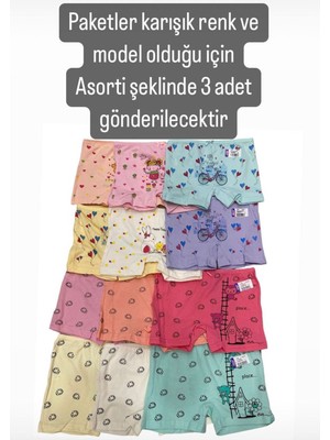 Sdf Karışık Renk ve Model 3lü Kız Boxer Set 1045