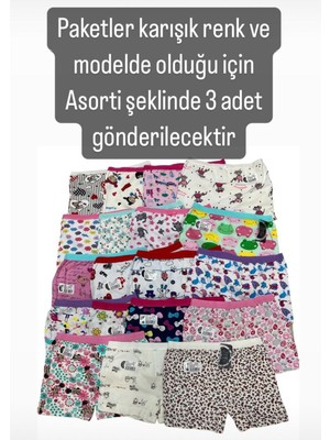 Gmş Karışık Renk ve Model 3lü Kız Boxer Set 3072