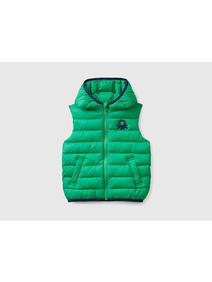 United Colors of Benetton Erkek Çocuk Yeşil Logolu Puffer Yelek J006