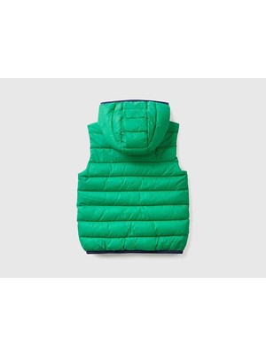 United Colors of Benetton Erkek Çocuk Yeşil Logolu Puffer Yelek J006