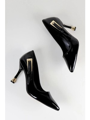 Preshley Kadın Fascino Siyah Rugan Stiletto Topuklu Ayakkabı