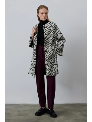 Gusto Zebra Desen Kaftan - Siyah