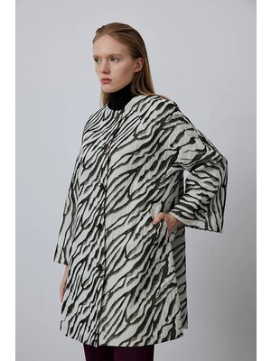 Gusto Zebra Desen Kaftan - Siyah