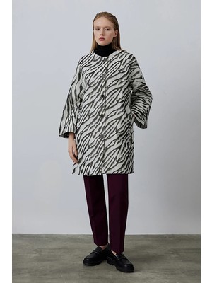 Gusto Zebra Desen Kaftan - Siyah