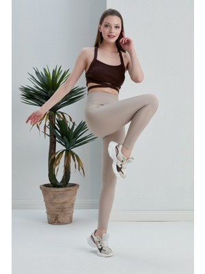 Şardonlu Kışlık Toparlayıcı Polar Tayt Yüksek Bel