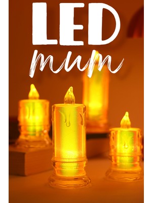 4 Adet LED Mum Simli Tipi Pil Dahil Dumansız Alev Ledli Yapay Dekoratif Mum Işığı PT421-23