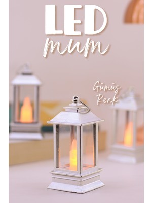 3 Adet LED Mum Mini Dörtgen Tip Pil Dahil Dumansız Alev Ledli Yapay Dekoratif Mum Işığı Gümüş PT434