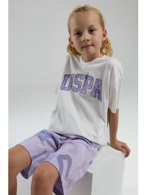 U.S. Polo Assn. Kız Çocuk Beyaz Bermuda Takım