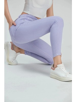 Modaca Kadın Lila Skinny Fit Esnek Yüksek Bel Jean