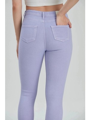 Modaca Kadın Lila Skinny Fit Esnek Yüksek Bel Jean