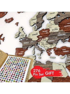 Colorfull World 3 Boyutlu Ahşap Dünya Haritası, Ahşap Duvar Dekoru, Duvar Tablo, Gerçek Dünya Haritası,dünya Haritası