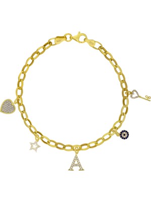 Silveranka 925 Ayar Gümüş Harfli Charm Bileklik