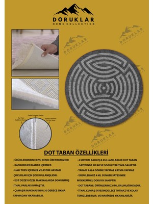 Doruklar Home Collection Kaymaz Taban Yıkanabilir Dijital Baskı Dekoratif Modern Desenli Maze Serisi Dot Taban Halı MZ08