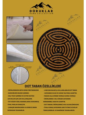 Doruklar Home Collection Kaymaz Taban Yıkanabilir Dijital Baskı Dekoratif Modern Desenli Maze Serisi Dot Taban Halı MZ03