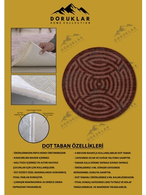 Doruklar Home Collection Kaymaz Taban Yıkanabilir Dijital Baskı Dekoratif Modern Desenli Maze Serisi Dot Taban Halı MZ02