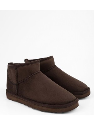 Shoeberry Kadın Upps Kahve Süet Düz Bot Kısa Model İç Tüylü Konforlu Tasarım