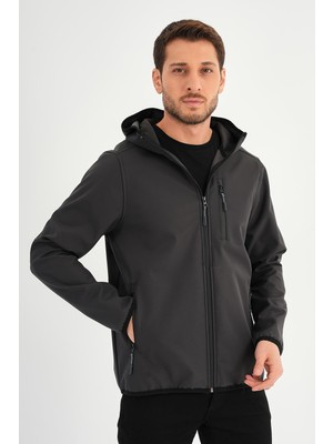 Alexandergardı Fermuarlı Içi Polarlı Su Itici Softshell Kumaş Kapüşonlu Mont (E24-MNT-01)