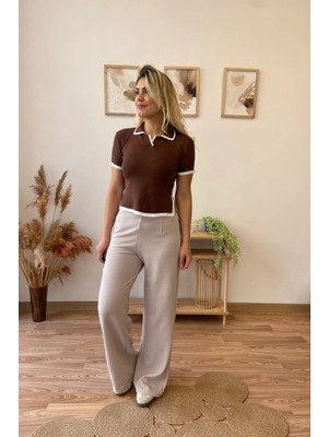 Aychayla Pens Detaylı Esnek Palazzo Pantolon