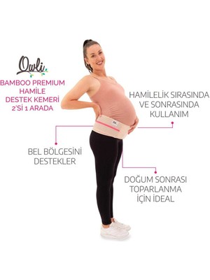 Owli Bamboo Premium Hamile Destek Kemeri 2'si 1 Arada Ten