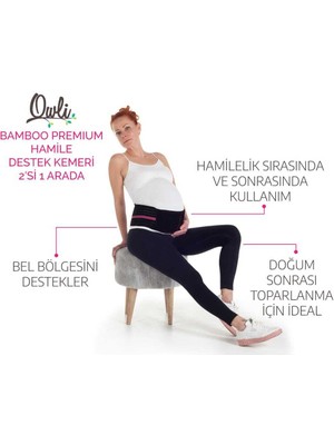 Owli Bamboo Premium Hamile Destek Kemeri 2'si 1 Arada Siyah