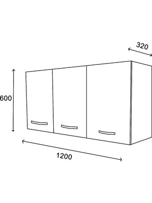 Tivat 3 Kapaklı Duvara Monte Mutfak Dolabı - Beyaz
