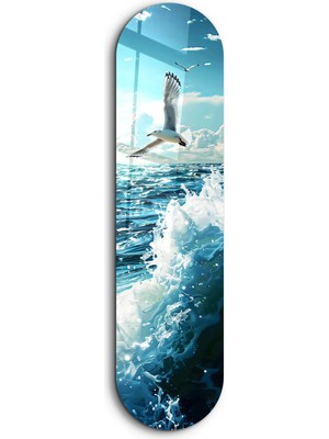 Sea Gull And Ocean | Glass Wall Art