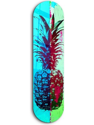 Ananas Lime Blue | Glass Wall Art