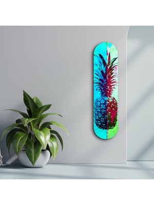 Ananas Lime Blue | Glass Wall Art