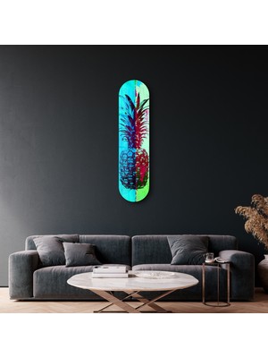 Ananas Lime Blue | Glass Wall Art