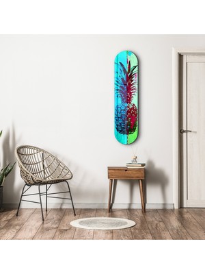 Ananas Lime Blue | Glass Wall Art